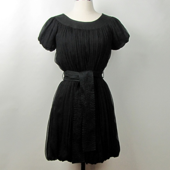 Catherine Malandrino Black Silk Bubble Dress Sz 0 - Picture 2 of 7